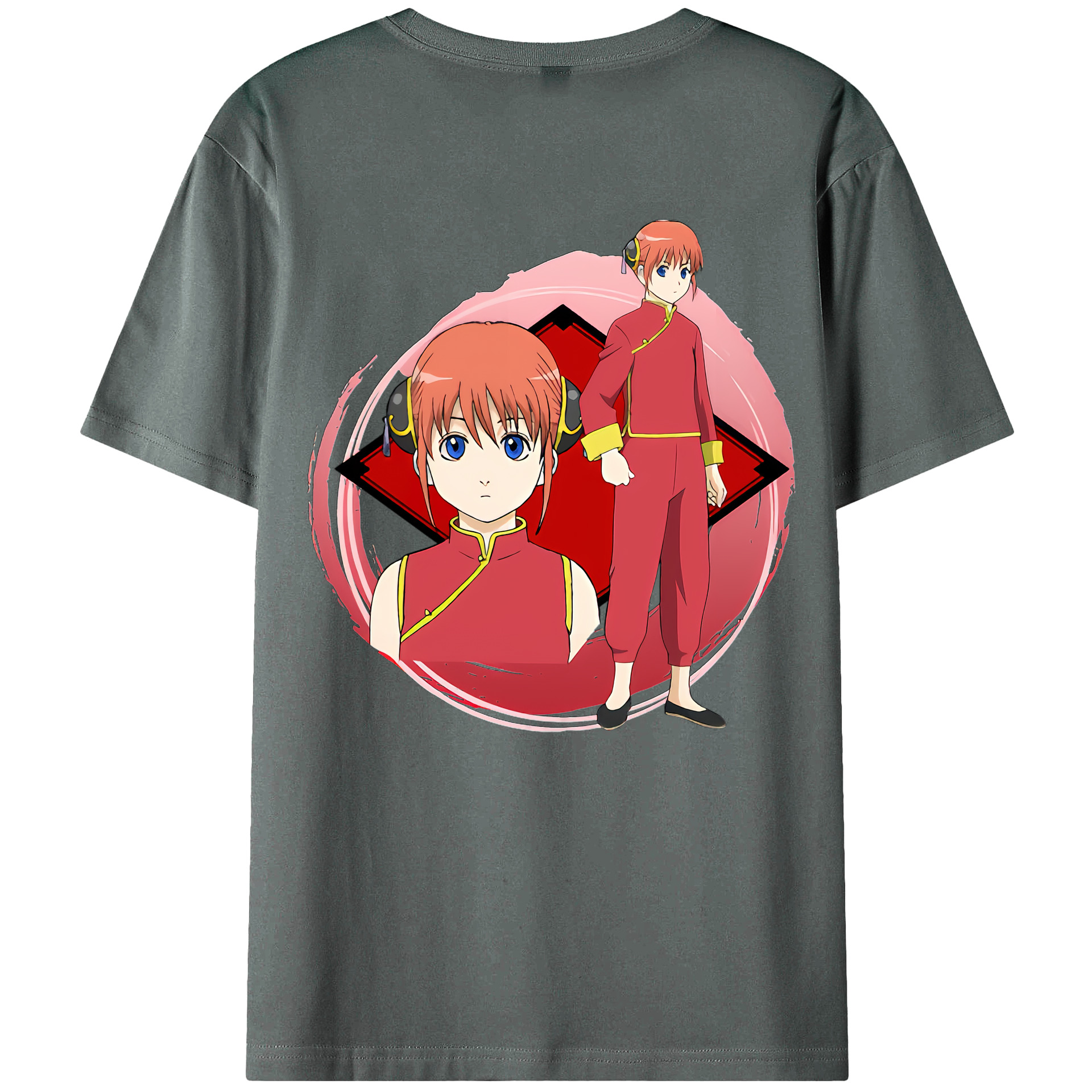 （画像用） ぎんたま 坂田銀時（さかたぎんとき） 神楽 志村新八（しむら しんぱち） GINTAMA Sakata Gintoki Kagura Shimura Shinpachi 綿100％ メンズ半袖Tシャツ（バックプリント） 通気性